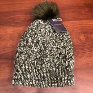 Pistil Women’s Comfort Pompom Knit Hat Beanie Ski Cap Green Olive Fisherman Core